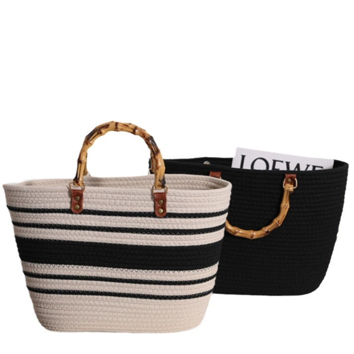 The Antibes Bamboo-Handle Woven Tote