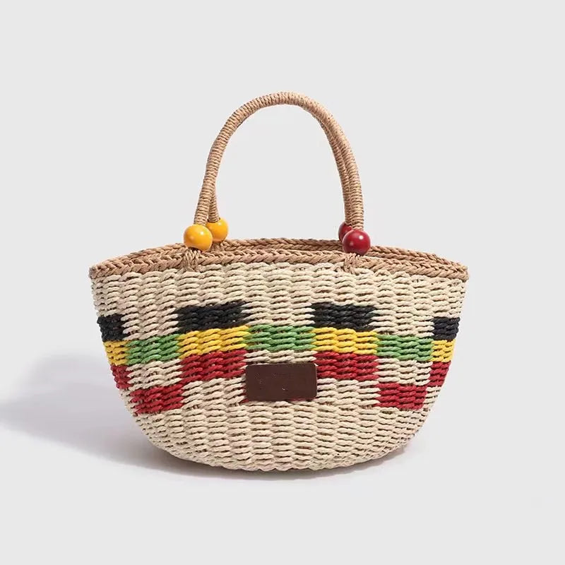 The Linnea | Dual-Texture Woven Tote with Curated Leather Trim