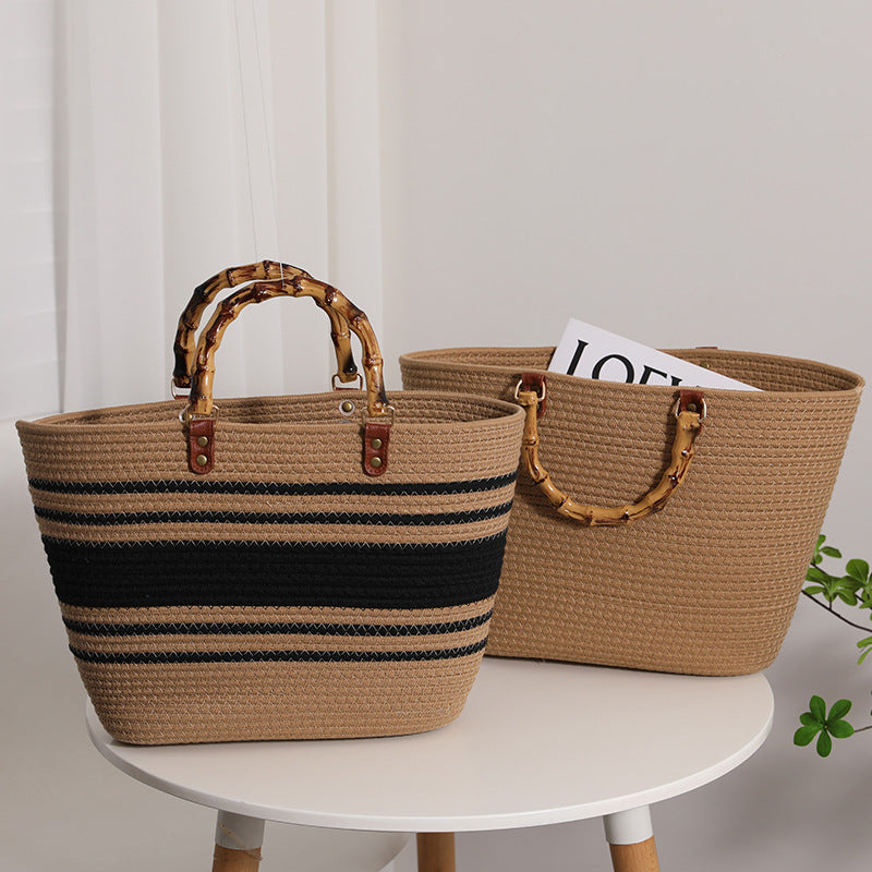 The Antibes Bamboo-Handle Woven Tote