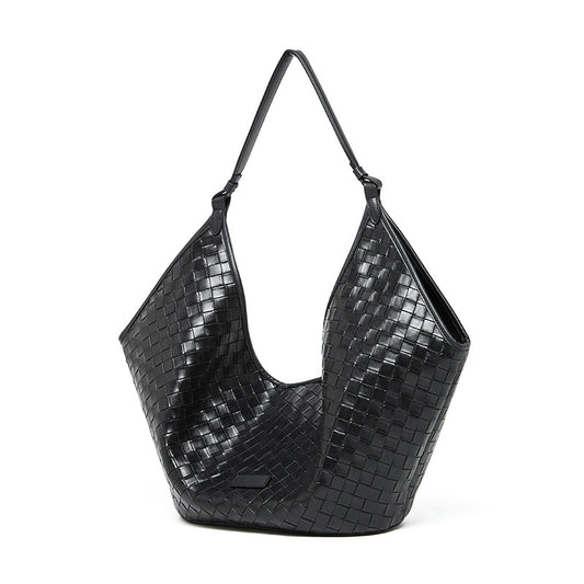 Woven Genuine Leather Work Tote Bag | Large Capacity Women's Commuter Bag for School & Office - Artisanal Handmade Woven Bag for Coastal Chic Style