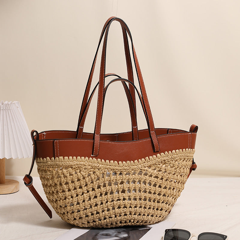 The L'Aube Hollowed Bucket Bag - Artisanal Handmade Woven Bag for Coastal Chic Style