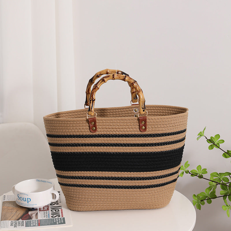 The Antibes Bamboo-Handle Woven Tote