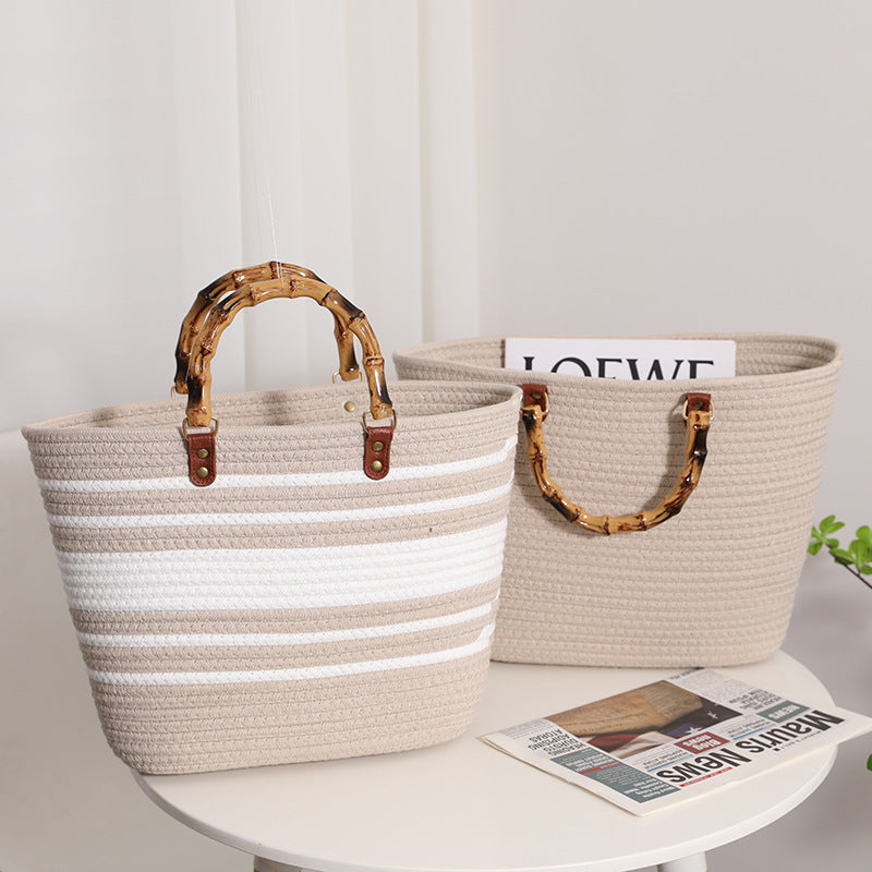 The Antibes Bamboo-Handle Woven Tote